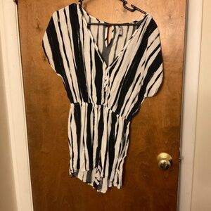 Chic Striped Black and White Romper